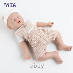IVITA 17''Sleeping Boy Baby Full Silicone Reborn Eyes Closed Infant Doll