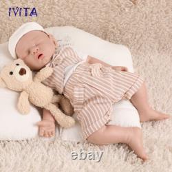 IVITA 17''Sleeping Boy Baby Full Silicone Reborn Eyes Closed Infant Doll