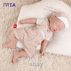 IVITA 17''Sleeping Boy Baby Full Silicone Reborn Eyes Closed Infant Doll