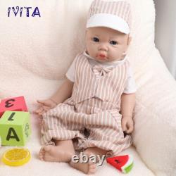 IVITA 17 inch Lovely Blue Eyes Boy Silicone Lifelike Reborn Baby Doll Infant