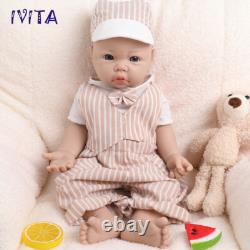 IVITA 17 inch Lovely Blue Eyes Boy Silicone Lifelike Reborn Baby Doll Infant