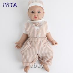 IVITA 17 inch Lovely Blue Eyes Boy Silicone Lifelike Reborn Baby Doll Infant