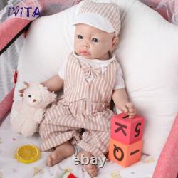 IVITA 17 inch Lovely Blue Eyes Boy Silicone Lifelike Reborn Baby Doll Infant