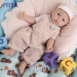 IVITA 17 inch Lovely Blue Eyes Boy Silicone Lifelike Reborn Baby Doll Infant