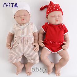 IVITA 18Sleeping Boy and Girl Doll Reborn Baby Full Body Silicone Toddler Toy