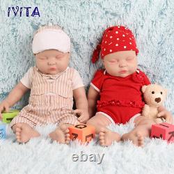 IVITA 18Sleeping Boy and Girl Doll Reborn Baby Full Body Silicone Toddler Toy