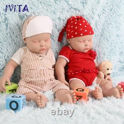 IVITA 18Sleeping Boy and Girl Doll Reborn Baby Full Body Silicone Toddler Toy
