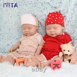 IVITA 18Sleeping Boy and Girl Doll Reborn Baby Full Body Silicone Toddler Toy