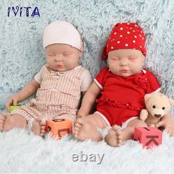 IVITA 18Sleeping Boy and Girl Doll Reborn Baby Full Body Silicone Toddler Toy