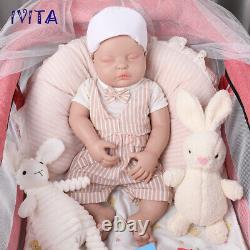 IVITA 18.5'' Full Body Soft Silicone Reborn Baby BOY Real Doll Sleeping Baby
