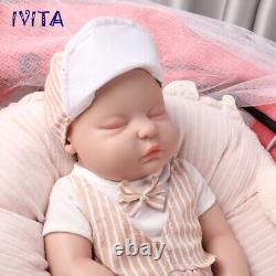 IVITA 18.5'' Full Body Soft Silicone Reborn Baby BOY Real Doll Sleeping Baby