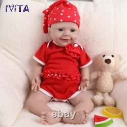 IVITA 18'' Floppy Silicone Reborn Baby Girl Suqishy Smile Silicone Baby Doll