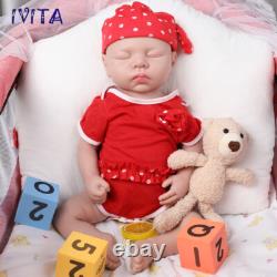 IVITA 18''Full Silicone Doll Sleeping Girl Lifelike Reborn Baby Doll Kids Gift