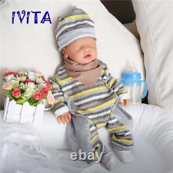 IVITA 18'' Full Soft Silicone Reborn Baby Doll GIRL Eyes-closed Holiday Gifts