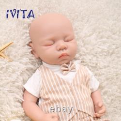 IVITA 18'' Handmade Eyes Closed Floppy Silicone Reborn Doll Baby Boy Toy Gift