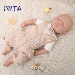 IVITA 18'' Handmade Eyes Closed Floppy Silicone Reborn Doll Baby Boy Toy Gift