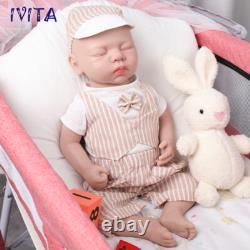 IVITA 18 Silicone Newborn Baby Lifelike Eyes Closed Full Silicone Reborn Doll