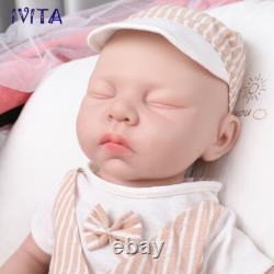 IVITA 18 Silicone Newborn Baby Lifelike Eyes Closed Full Silicone Reborn Doll