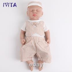 IVITA 18 Silicone Newborn Baby Lifelike Eyes Closed Full Silicone Reborn Doll