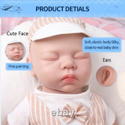 IVITA 18 Silicone Newborn Baby Lifelike Eyes Closed Full Silicone Reborn Doll