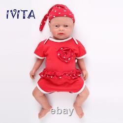 IVITA 18'' Silicone Reborn Baby Girl Handmade Floppy Full Silicone Doll 7.88lbs