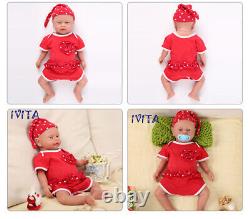 IVITA 18'' Silicone Reborn Baby Girl Handmade Floppy Full Silicone Doll 7.88lbs