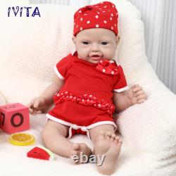 IVITA 18'' Soft Body Silicone Reborn Baby Girl Full Silicone Doll Mouth Open