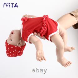 IVITA 18'' Soft Body Silicone Reborn Baby Girl Full Silicone Doll Mouth Open