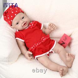 IVITA 18'' Soft Body Silicone Reborn Baby Girl Full Silicone Doll Mouth Open