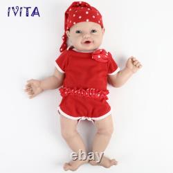 IVITA 18'' Soft Silicone Reborn Baby Girl Newborn Silicone Doll Mouth Open