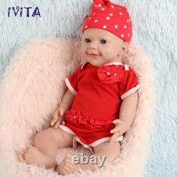 IVITA 18inch Full Silicone Reborn Baby Girl Handmade Silicone Doll Infant