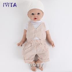 IVITA 19'' Blue Eyes Boy Full Silicone Lifelike Reborn Baby Doll Infant Xmas