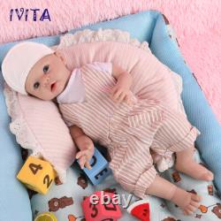 IVITA 19'' Blue Eyes Boy Full Silicone Lifelike Reborn Baby Doll Infant Xmas