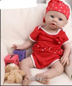 IVITA 19inch Big Baby Blue Eyes Girl Newborn Lifelike Full Silicone Reborn Doll