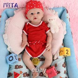 IVITA 19inch Big Baby Blue Eyes Girl Newborn Lifelike Full Silicone Reborn Doll