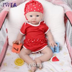IVITA 19inch Big Baby Blue Eyes Girl Newborn Lifelike Full Silicone Reborn Doll