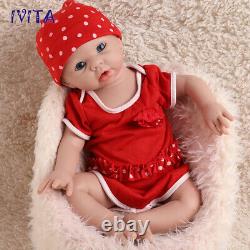 IVITA 19inch Big Baby Blue Eyes Girl Newborn Lifelike Full Silicone Reborn Doll
