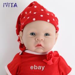 IVITA 20'' Big Baby Blue Eyes Girl Newborn Lifelike Full Silicone Reborn Doll