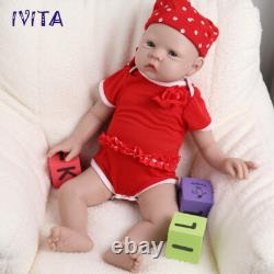 IVITA 20'' Big Baby Blue Eyes Girl Newborn Lifelike Full Silicone Reborn Doll