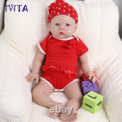 IVITA 20'' Big Baby Blue Eyes Girl Newborn Lifelike Full Silicone Reborn Doll