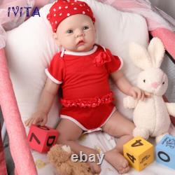IVITA 20'' Big Baby Blue Eyes Girl Newborn Lifelike Full Silicone Reborn Doll