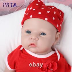 IVITA 20'' Big Baby Blue Eyes Girl Newborn Lifelike Full Silicone Reborn Doll