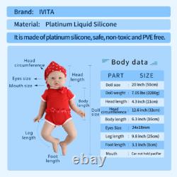 IVITA 20'' Big Newborn Baby Girl Lifelike Fullbody Silicone Doll Birthday Gift