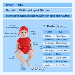 IVITA 20'' Full Silicone Reborn Baby Girl Handmade Newborn Baby Kids Xmas Gift