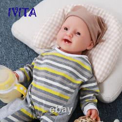 IVITA 20'' Realistic Reborn Silicone Doll Smiling Girl 4000g Can Take Pacifier