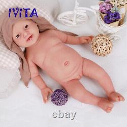 IVITA 20'' Realistic Reborn Silicone Doll Smiling Girl 4000g Can Take Pacifier