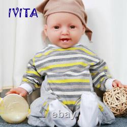 IVITA 20'' Realistic Reborn Silicone Doll Smiling Girl 4000g Can Take Pacifier