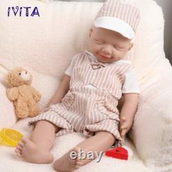IVITA 20 inch Sleeping Baby Boy Lifelike Reborn Baby Full Body Silicone Doll