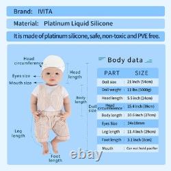 IVITA 22'' Full Body Platinum Silicone Reborn Baby BOY 5KG Lifelike Silicon Doll