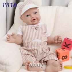 IVITA 23inch Reborn Baby Big Boy Blue Eyes Newborn Vivid Full Silicone Baby Doll